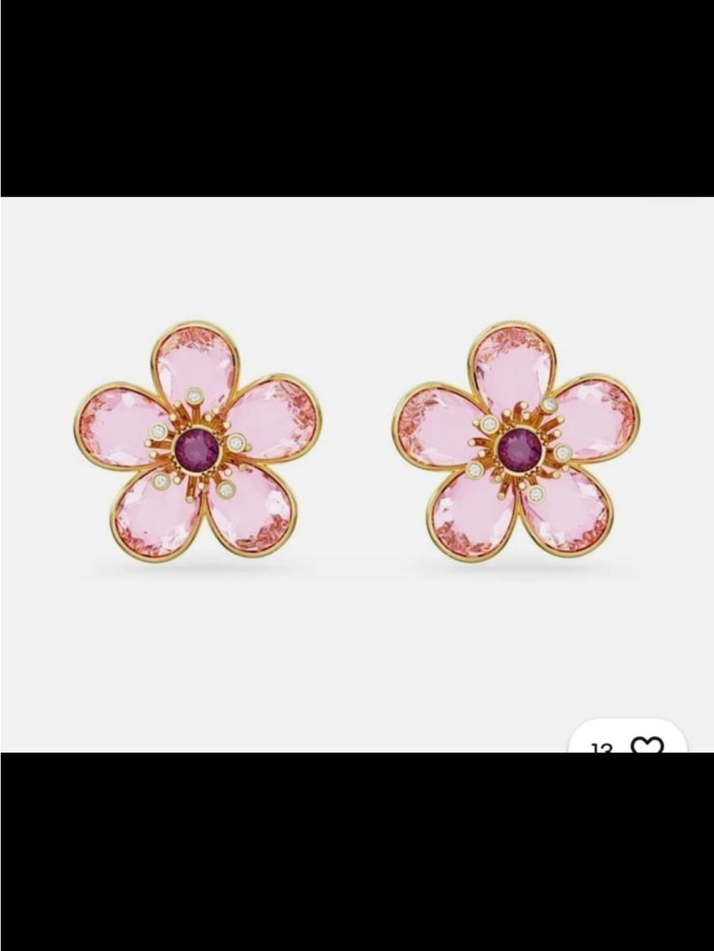 SWAROVSKI COLLECTIONS -Idyllia stud earrings, Flower, Pink, Gold-tone plated